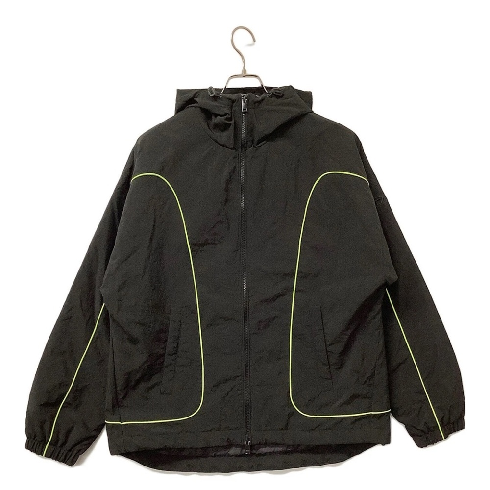 Diesel Black Hooded Jacket with Neon Green Trim size 50